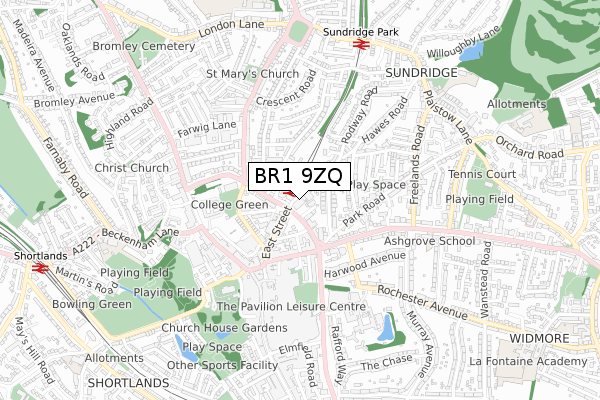 BR1 9ZQ map - small scale - OS Open Zoomstack (Ordnance Survey) BR1 9ZQ map - small scale - OS Open Zoomstack (Ordnance Survey)