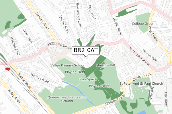 BR2 0AT map - large scale - OS Open Zoomstack (Ordnance Survey)