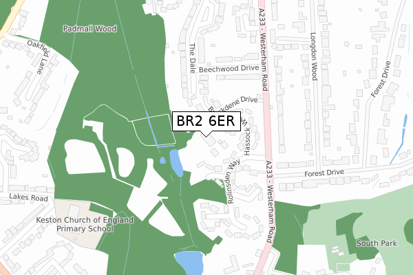 BR2 6ER map - large scale - OS Open Zoomstack (Ordnance Survey)