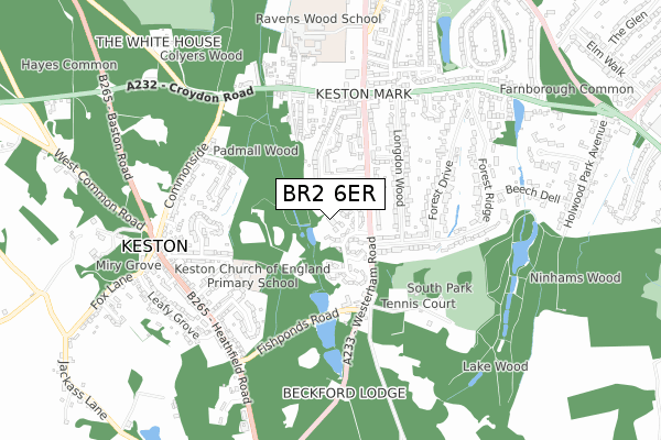 BR2 6ER map - small scale - OS Open Zoomstack (Ordnance Survey)