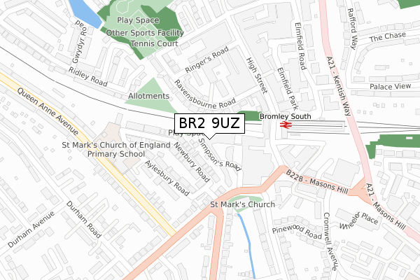 BR2 9UZ map - large scale - OS Open Zoomstack (Ordnance Survey) BR2 9UZ map - large scale - OS Open Zoomstack (Ordnance Survey)