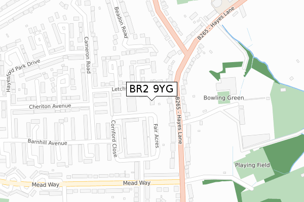 BR2 9YG map - large scale - OS Open Zoomstack (Ordnance Survey)