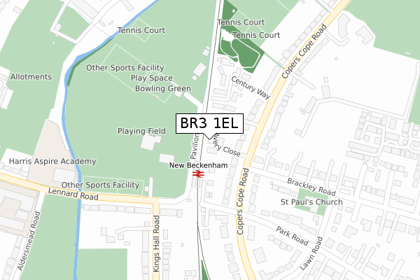 BR3 1EL map - large scale - OS Open Zoomstack (Ordnance Survey)
