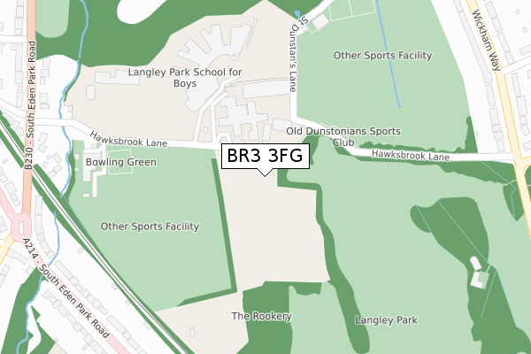 BR3 3FG map - large scale - OS Open Zoomstack (Ordnance Survey)