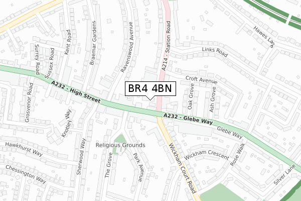 BR4 4BN map - large scale - OS Open Zoomstack (Ordnance Survey)