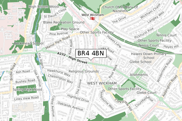 BR4 4BN map - small scale - OS Open Zoomstack (Ordnance Survey)