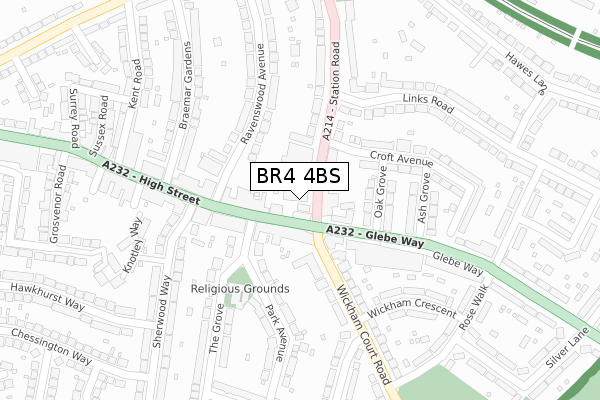 BR4 4BS map - large scale - OS Open Zoomstack (Ordnance Survey) BR4 4BS map - large scale - OS Open Zoomstack (Ordnance Survey)