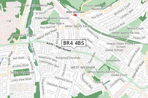 BR4 4BS map - small scale - OS Open Zoomstack (Ordnance Survey) BR4 4BS map - small scale - OS Open Zoomstack (Ordnance Survey)