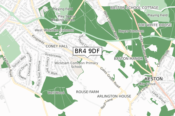 BR4 9DF map - small scale - OS Open Zoomstack (Ordnance Survey)