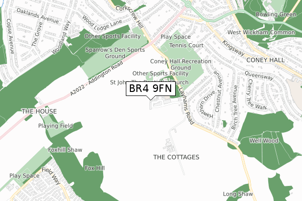 BR4 9FN map - small scale - OS Open Zoomstack (Ordnance Survey)