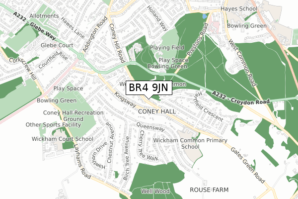 BR4 9JN map - small scale - OS Open Zoomstack (Ordnance Survey)