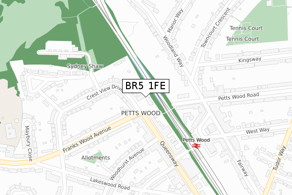 BR5 1FE map - large scale - OS Open Zoomstack (Ordnance Survey)