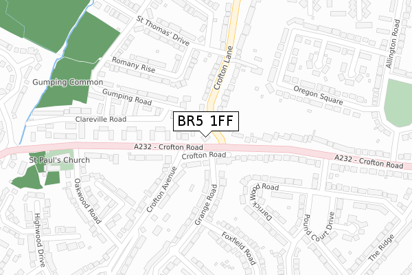 BR5 1FF map - large scale - OS Open Zoomstack (Ordnance Survey)
