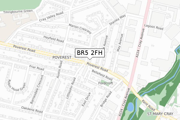 BR5 2FH map - large scale - OS Open Zoomstack (Ordnance Survey)