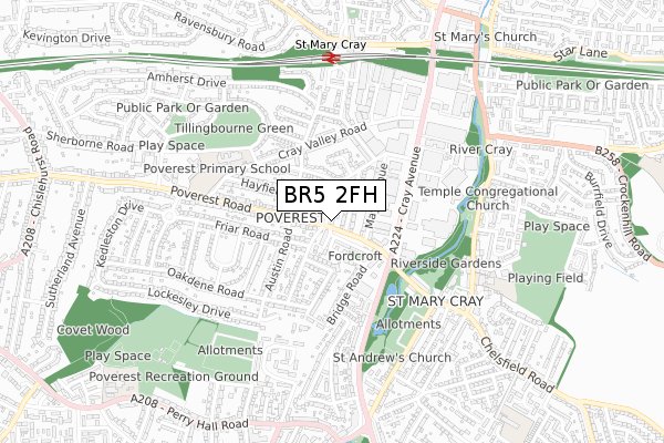 BR5 2FH map - small scale - OS Open Zoomstack (Ordnance Survey) BR5 2FH map - small scale - OS Open Zoomstack (Ordnance Survey)