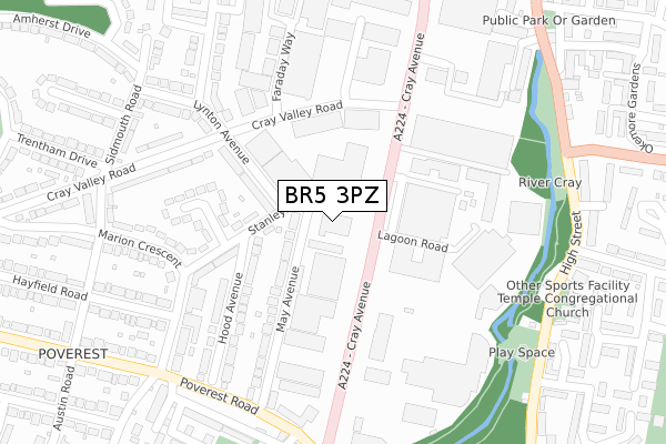 BR5 3PZ map - large scale - OS Open Zoomstack (Ordnance Survey) BR5 3PZ map - large scale - OS Open Zoomstack (Ordnance Survey)