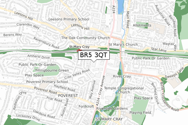 BR5 3QT map - small scale - OS Open Zoomstack (Ordnance Survey) BR5 3QT map - small scale - OS Open Zoomstack (Ordnance Survey)