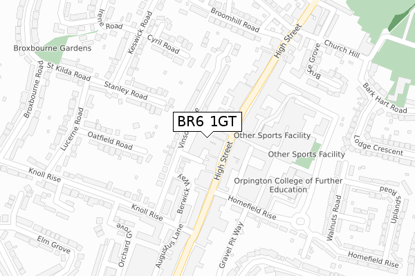 BR6 1GT map - large scale - OS Open Zoomstack (Ordnance Survey)
