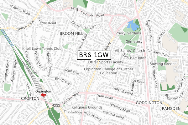 BR6 1GW map - small scale - OS Open Zoomstack (Ordnance Survey) BR6 1GW map - small scale - OS Open Zoomstack (Ordnance Survey)