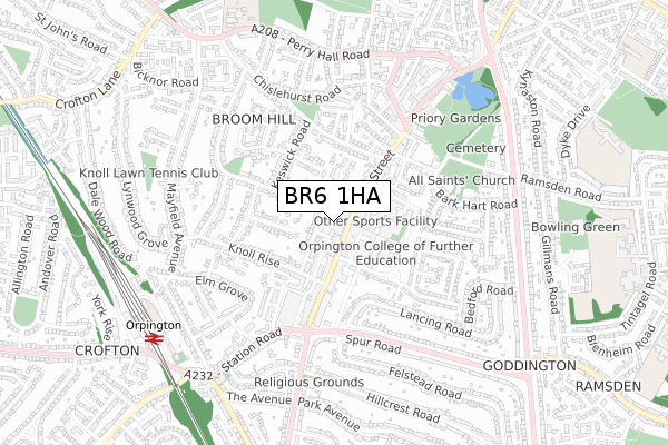 BR6 1HA map - small scale - OS Open Zoomstack (Ordnance Survey)