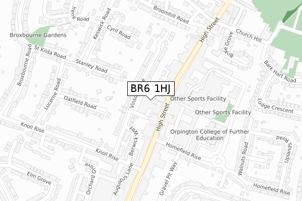 BR6 1HJ map - large scale - OS Open Zoomstack (Ordnance Survey)