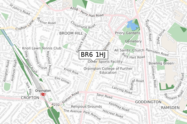 BR6 1HJ map - small scale - OS Open Zoomstack (Ordnance Survey)