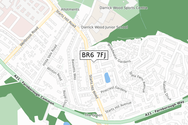 BR6 7FJ map - large scale - OS Open Zoomstack (Ordnance Survey)