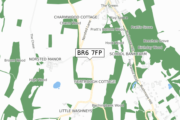 BR6 7FP map - small scale - OS Open Zoomstack (Ordnance Survey)