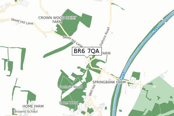 BR6 7QA map - small scale - OS Open Zoomstack (Ordnance Survey)