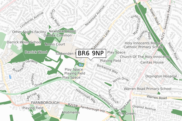 BR6 9NP map - small scale - OS Open Zoomstack (Ordnance Survey)