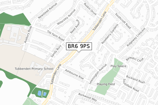BR6 9PS map - large scale - OS Open Zoomstack (Ordnance Survey)