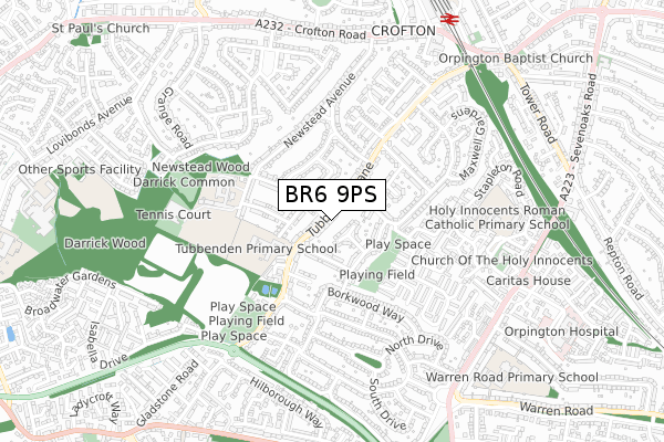 BR6 9PS map - small scale - OS Open Zoomstack (Ordnance Survey) BR6 9PS map - small scale - OS Open Zoomstack (Ordnance Survey)