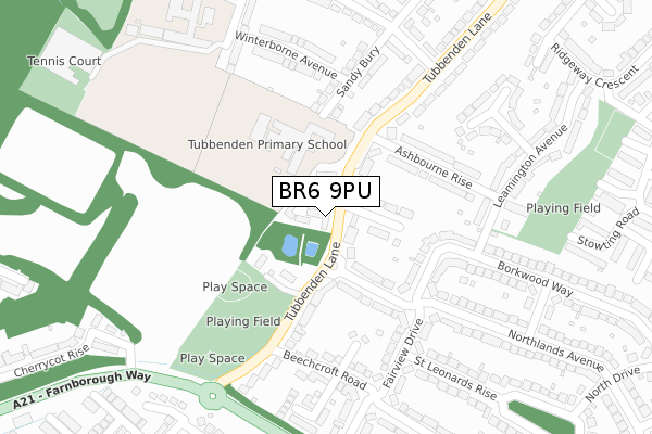 BR6 9PU map - large scale - OS Open Zoomstack (Ordnance Survey)