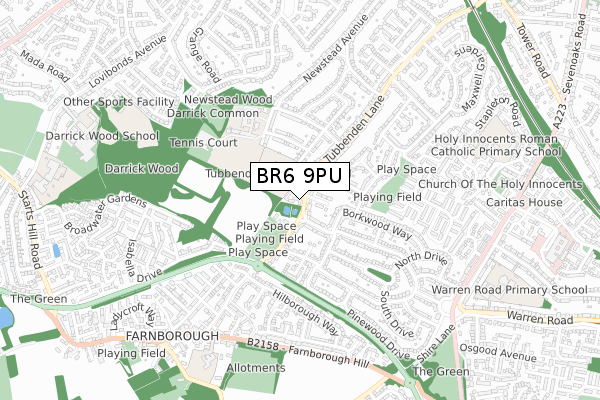 BR6 9PU map - small scale - OS Open Zoomstack (Ordnance Survey)