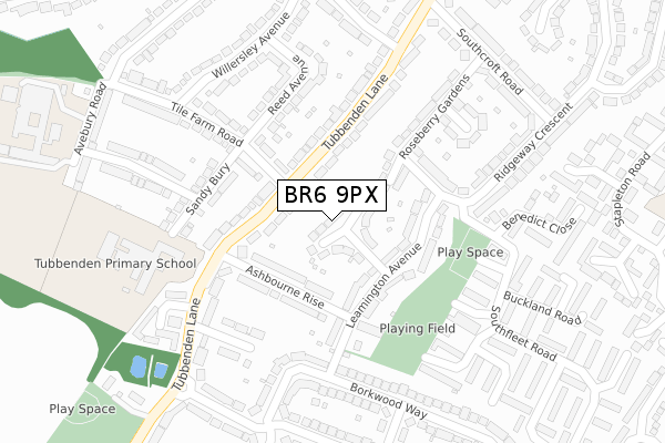 BR6 9PX map - large scale - OS Open Zoomstack (Ordnance Survey)