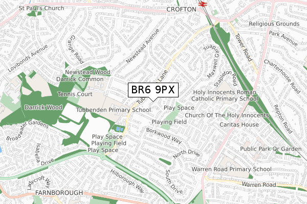 BR6 9PX map - small scale - OS Open Zoomstack (Ordnance Survey)