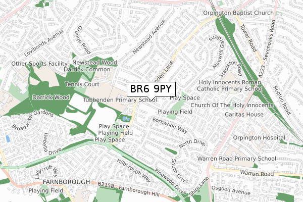 BR6 9PY map - small scale - OS Open Zoomstack (Ordnance Survey)