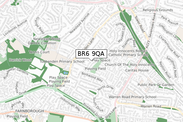 BR6 9QA map - small scale - OS Open Zoomstack (Ordnance Survey)