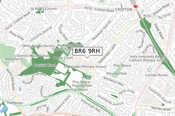 BR6 9RH map - small scale - OS Open Zoomstack (Ordnance Survey)