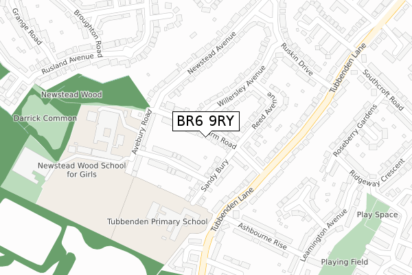 BR6 9RY map - large scale - OS Open Zoomstack (Ordnance Survey)