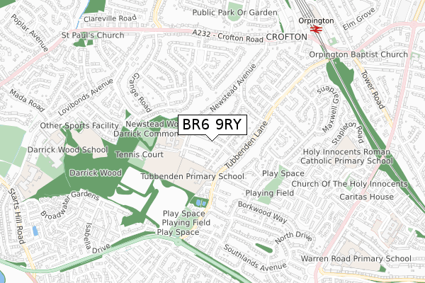 BR6 9RY map - small scale - OS Open Zoomstack (Ordnance Survey)