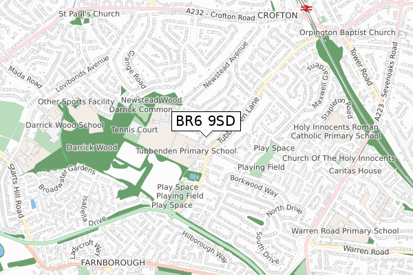 BR6 9SD map - small scale - OS Open Zoomstack (Ordnance Survey)