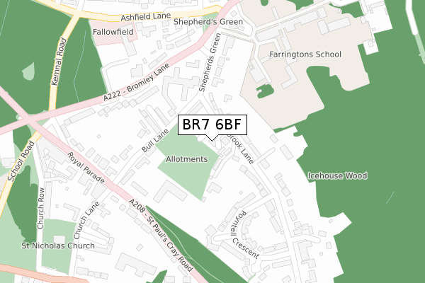 BR7 6BF map - large scale - OS Open Zoomstack (Ordnance Survey)