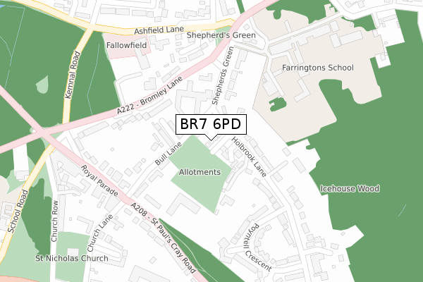 BR7 6PD map - large scale - OS Open Zoomstack (Ordnance Survey)
