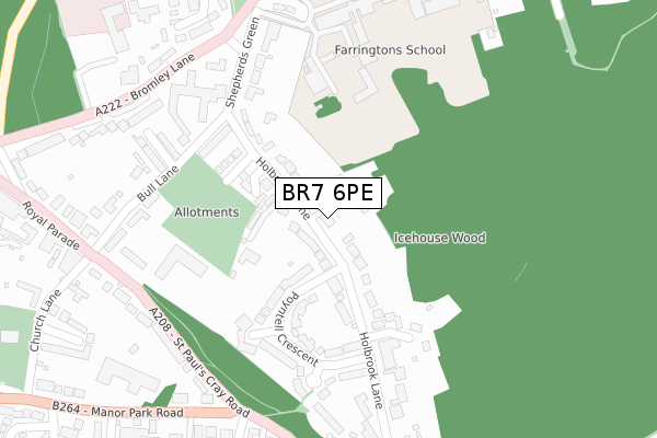 BR7 6PE map - large scale - OS Open Zoomstack (Ordnance Survey)