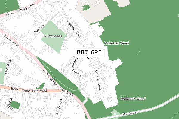BR7 6PF map - large scale - OS Open Zoomstack (Ordnance Survey)