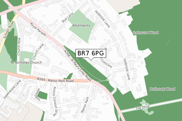 BR7 6PG map - large scale - OS Open Zoomstack (Ordnance Survey)