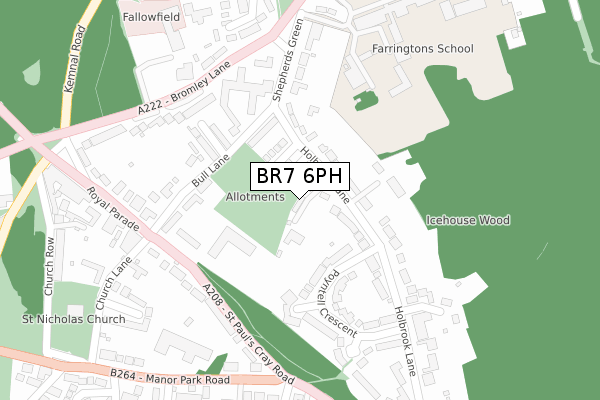 BR7 6PH map - large scale - OS Open Zoomstack (Ordnance Survey)
