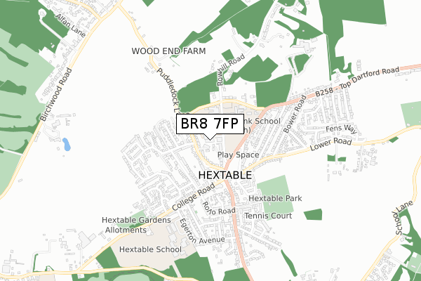 BR8 7FP map - small scale - OS Open Zoomstack (Ordnance Survey)