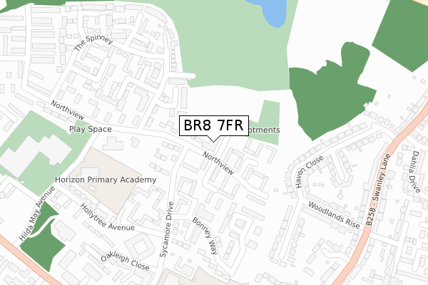 BR8 7FR map - large scale - OS Open Zoomstack (Ordnance Survey)